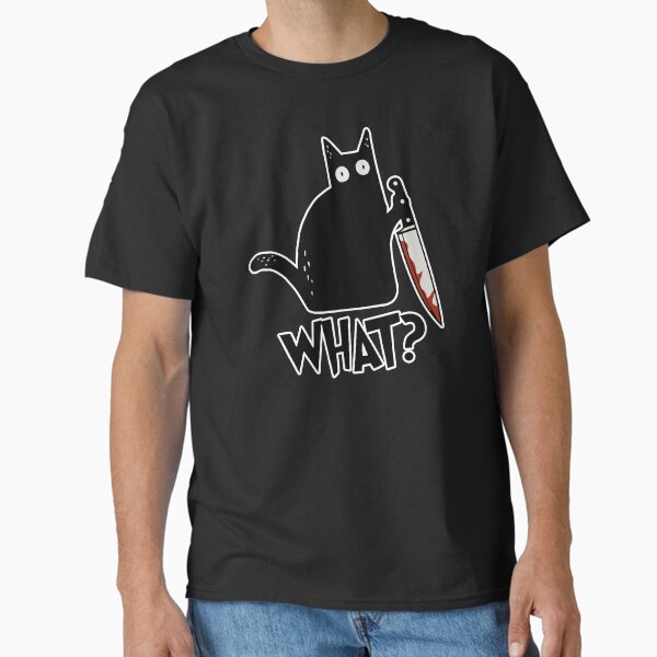 Cat What? Murderous Black Cat With Knife Gift Premium Classic T-Shirt for Sale by ZeLittleFamily
