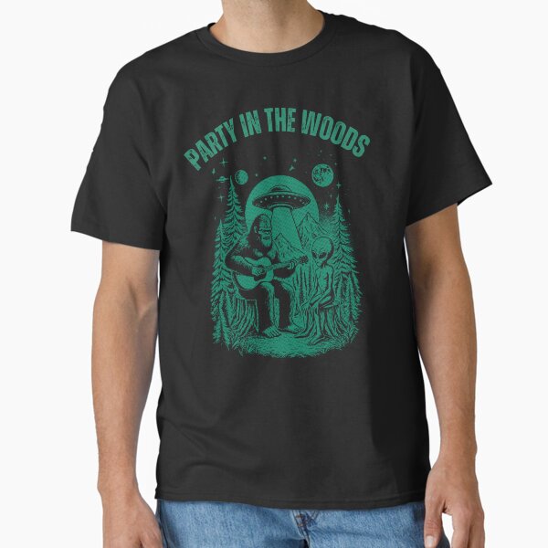 Bigfoot Playing Guitar Party In The Woods Classic T-Shirt for Sale by AlienOccupation