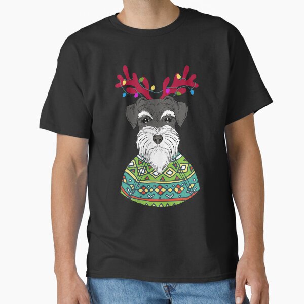 "Schnauzer Reindeer Christmas Sweater" Classic T-Shirt for Sale by vilily