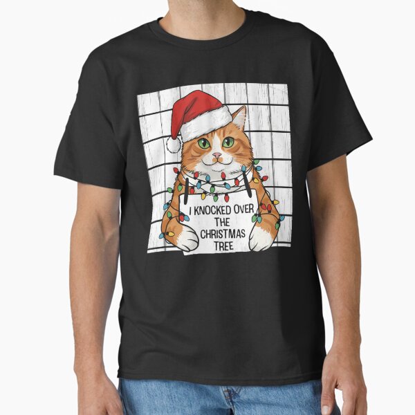 Christmas Cat - Funny Cat Christmas Lights Santa Hat Classic T-Shirt for Sale by Mason-Pride