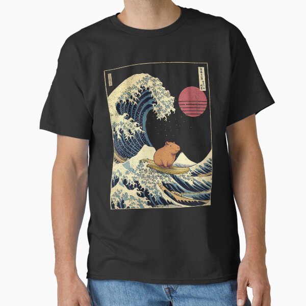 Capybara Kanagawa Japanese Surfing Wave Classic T-Shirt for Sale by rafaeltto