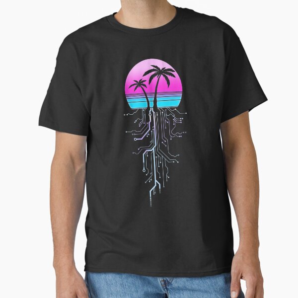 Palm Tree Aesthetic Cyberpunk Sunrise Classic T-Shirt for Sale by forge22