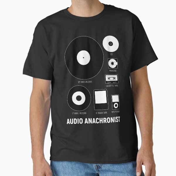 Audio Anachronist - Music Format History Icons (On Black) Classic T-Shirt for Sale by STUDIO-72