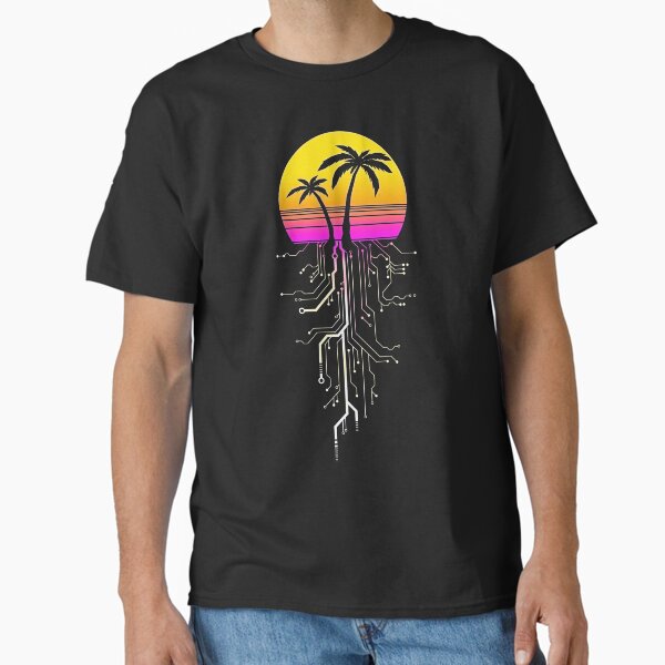 Palm Tree Synth Sunrise Classic T-Shirt for Sale by forge22