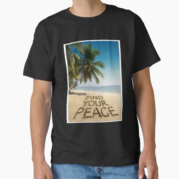 Beach with palm trees. Classic T-Shirt for Sale by MyHappyArtShop
