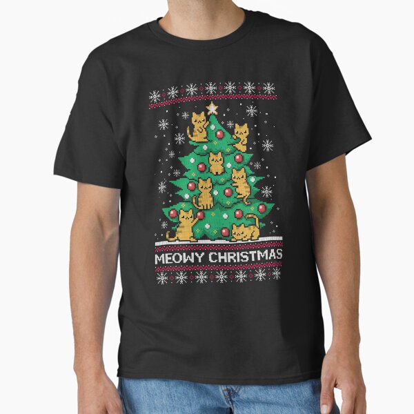 "Meowy christmas ugly sweater" Classic T-Shirt for Sale by NemiMakeit