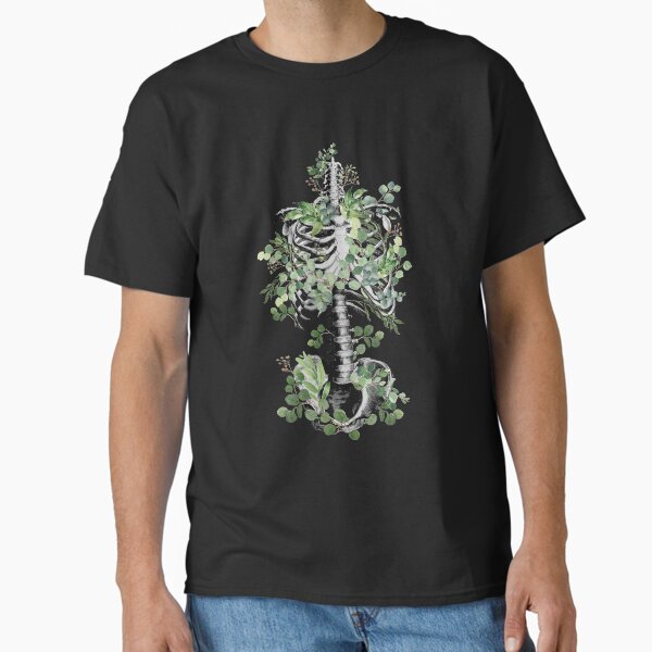 Botanical anatomy, rib cage, pelvis, eucalyptus leaves floral skeleton Classic T-Shirt for Sale by Collagedream