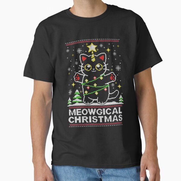 "Meowgical cat christmas " Classic T-Shirt for Sale by WEEKDROP2