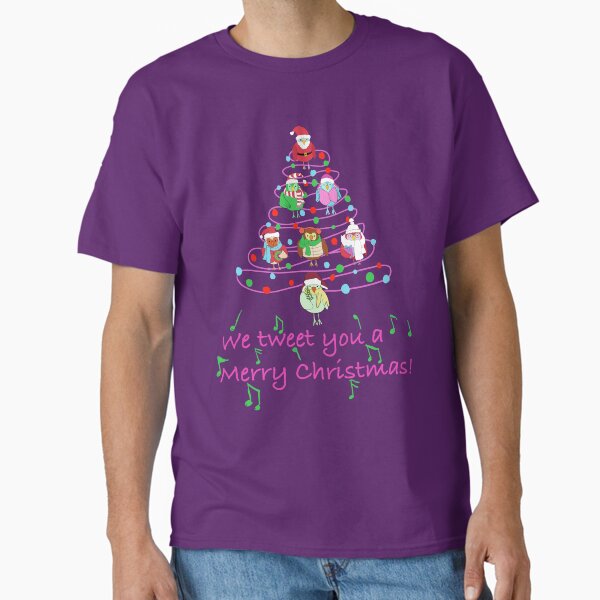 " Target felt Christmas bird tree tweeting Merry Christmas!” Illustration" Classic T-Shirt for Sale by mussack-art