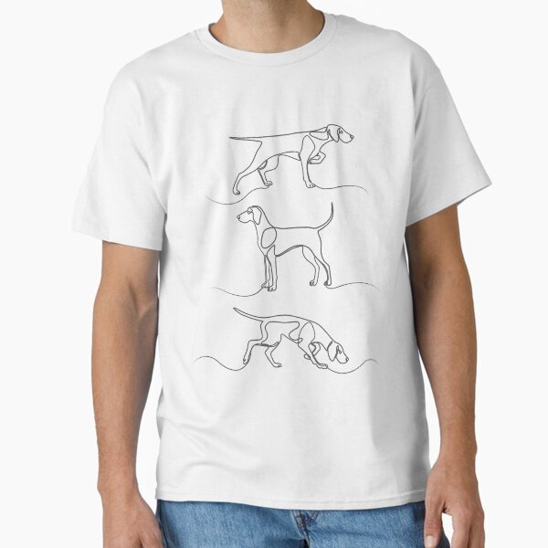 Continuous Line Weimaraners (Grey Background) Classic T-Shirt for Sale by illucalliart