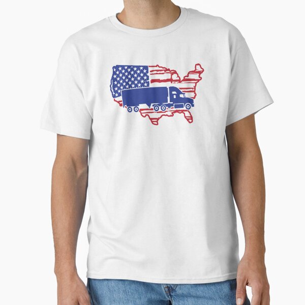 "United States Map with Distressed Flag for Patriotic Truck Driver - Sleeper Cab Semi Truck " Classic T-Shirt for Sale by SAMMOrrison