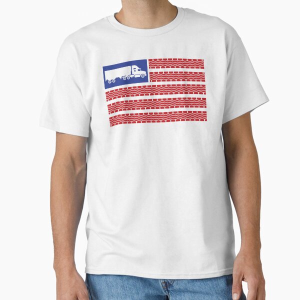 "United States Flag with Tire Tracks and Sleeper Cab Semi Truck " Classic T-Shirt for Sale by SAMMOrrison