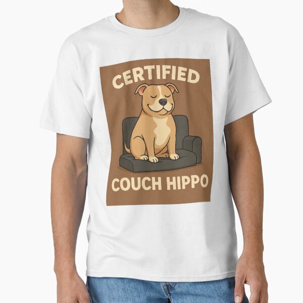Certified Couch Hippo – Funny Pitbull Dog Design Classic T-Shirt for Sale by CatQuotesCo
