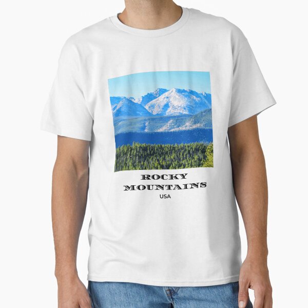 Rocky Mountains Retro Travel Poster / Vintage Inspired USA Landscape Design Classic T-Shirt for Sale by Shirtssotee