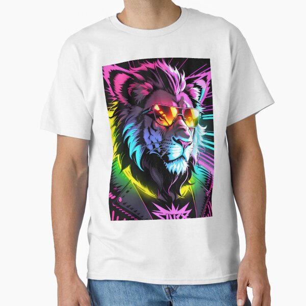 Innovative lion design: neon colors, glasses and a touch of eccentricity Classic T-Shirt by danh1z