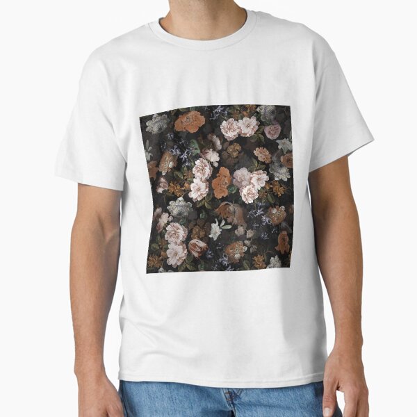 Antique Botanical Midnight Vintage Flower Botanical Night Garden Nightgarden Classic T-Shirt for Sale by UtArt