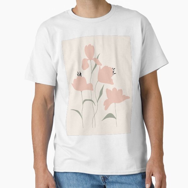Boho Botanical in Blush Pink and Sage Green, Abstract Flower Market Art, Floral Classic T-Shirt for Sale by ArticraftShop