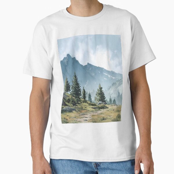 Misty Mountain Pine Landscape Classic T-Shirt for Sale by Design-Illusi0n