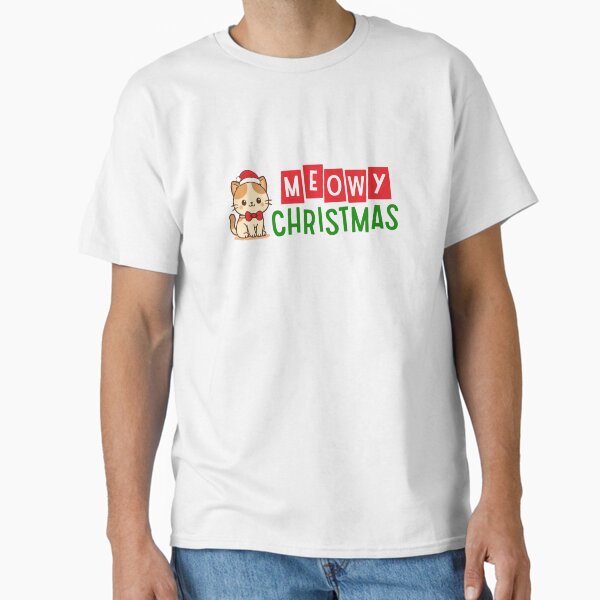 "Meowy Christmas Cat Holiday T-Shirt Design" Classic T-Shirt for Sale by DavidTeeStudio