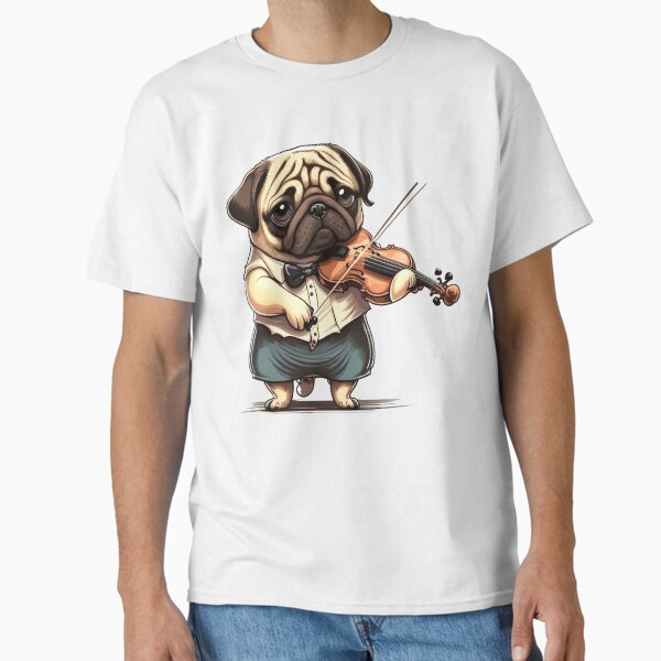 Pug Dog Playing Violin Violinist Gift Classic T-Shirt for Sale by JackCurtis1991