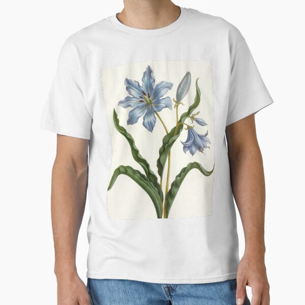 Blue Botanical Flower Illustration Classic T-Shirt for Sale by Fullspace