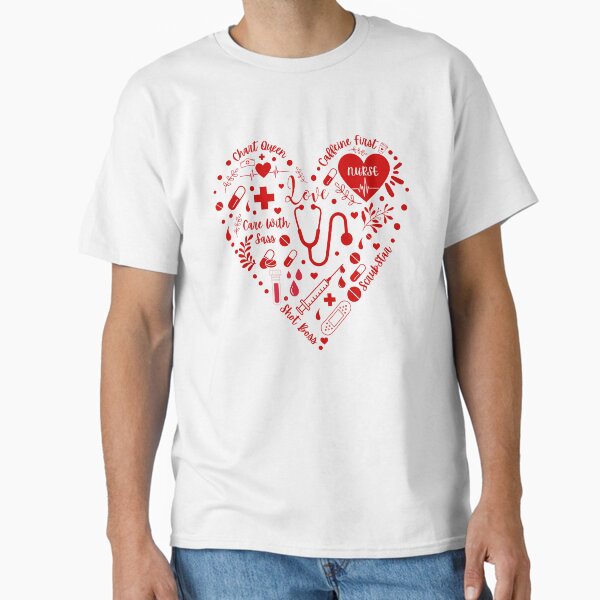 "Heart of a Nurse – Funny Nursing Love & Care Design" Classic T-Shirt for Sale by Naomilevi