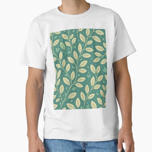 Dark Green Theme, Botanical Leaves, Minimalist Modern Stylize, Repeated Texture Pattern (image size 8320x12480) Classic T-Shirt for Sale by Digital-Davinci