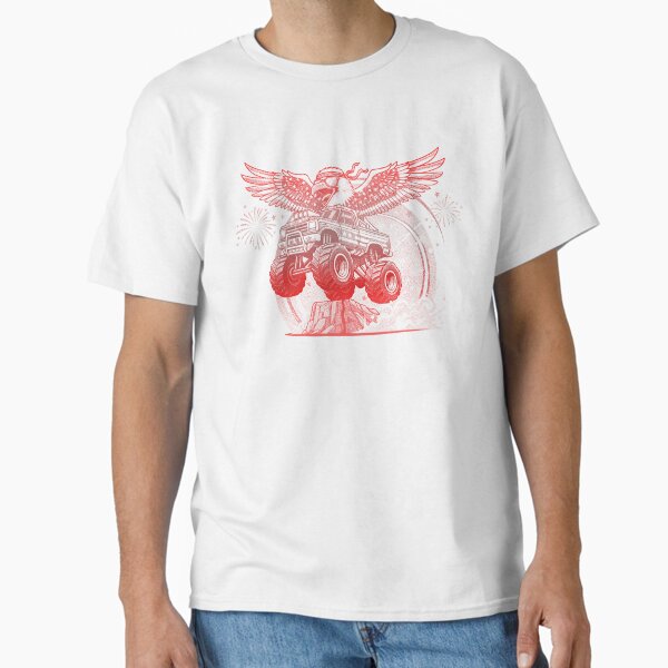 "Vintage Eagle on Monster Truck – Retro Fireworks Design" Classic T-Shirt for Sale by ArtsMichalShop
