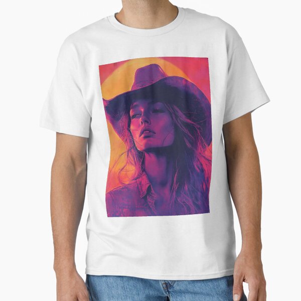 Sunset Cowgirl Glow Classic T-Shirt by shadowart86