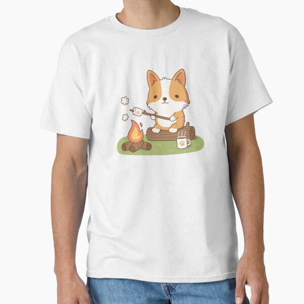 Corgi Toasting Marshmallow At Campfire Classic T-Shirt for Sale by rustydoodle