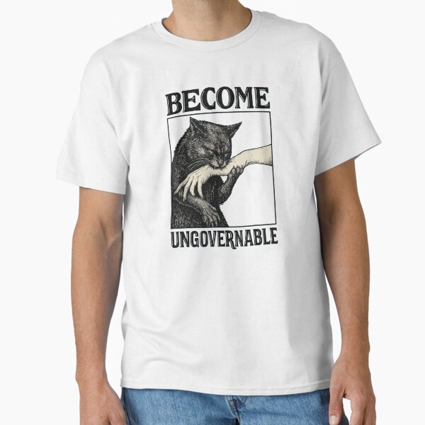 Become Ungovernable - Black Cat Biting Hand Funny Classic T-Shirt for Sale by PetPanache