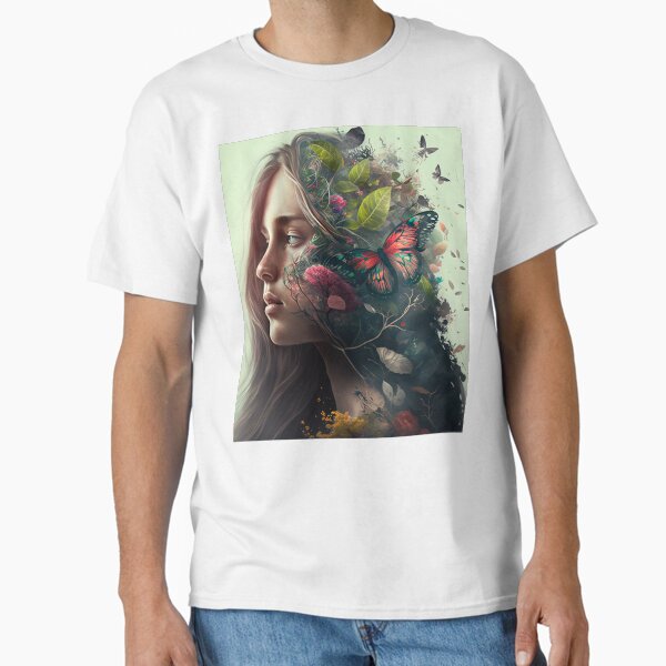Beautiful Girl, nature, life, butterfly, soul, beauty, thoughts, mind, inspiration Classic T-Shirt for Sale by Zinking