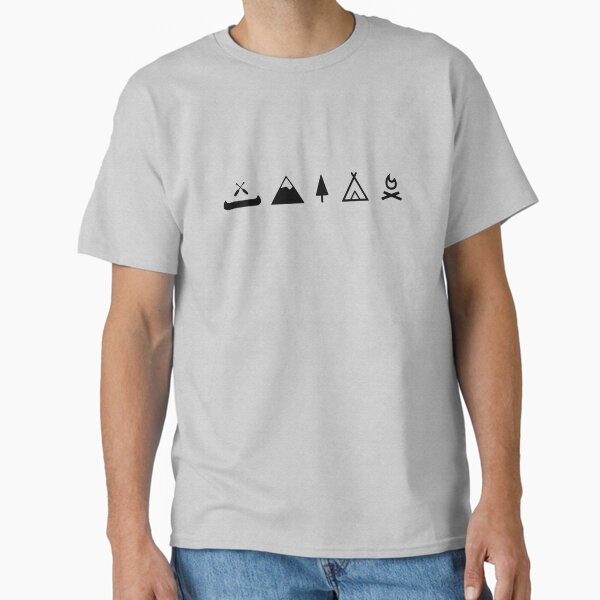 Camping canoe, campfire with mountain + nature Classic T-Shirt by TShirtsByMs