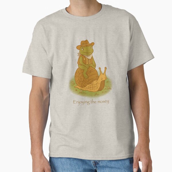 Enjoying the mosey- Cowboy Frog Riding a Snail – Cute Cottagecore Animal Illustration Classic T-Shirt for Sale by RyannaLarson