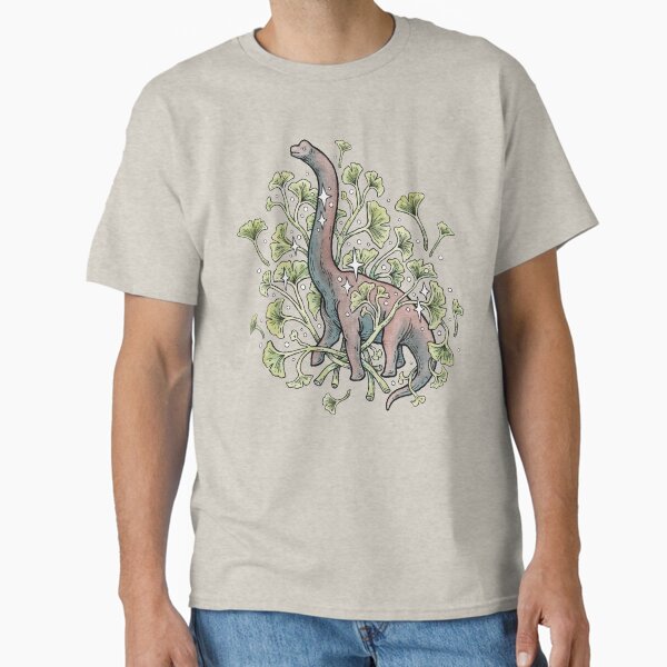 Brachio Ginkgo | Calm Color Palette | Dinosaur Botanical Art Classic T-Shirt for Sale by OMEGAFAUNA