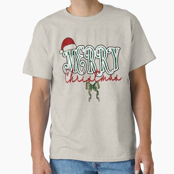 "Merry Christmas Text Based With Bow" Classic T-Shirt for Sale by DivineHaven