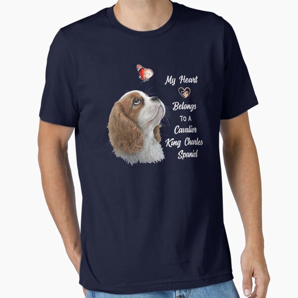 Cavalier King Charles Spaniel, King Charles Spaniel Gifts, Cavalier King Charles Spaniel Art, Blenheim Cavalier King Charles Puppy, and Butterfly Essential T-Shirt for Sale by rvyalkov
