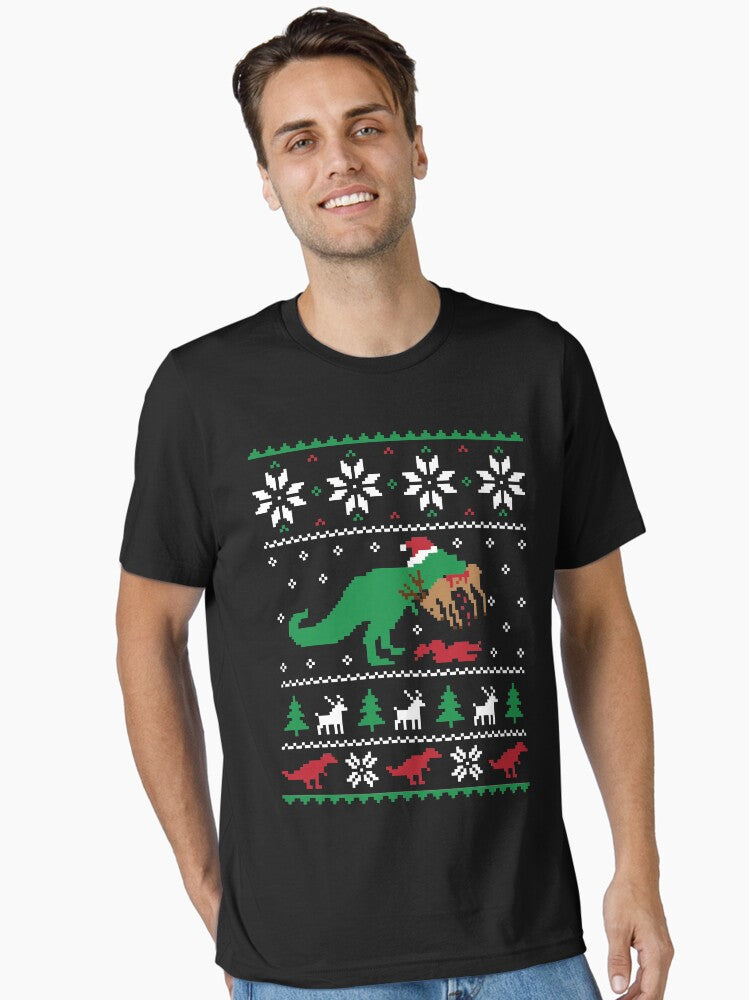 Dinosaur Ugly Christmas Sweater - Funny Christmas Gift Essential T-Shirt