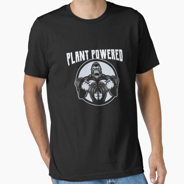 Plant Powered Gorilla - Vegan Gym Weightlifter Essential T-Shirt for Sale by PrintPress