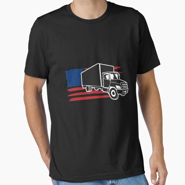 "semi truck with usa flag" Essential T-Shirt for Sale by skillful-art