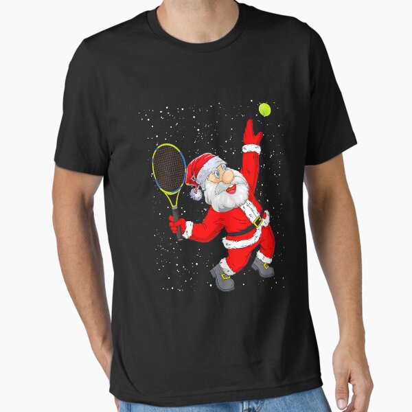 Christmas Santa Claus Playing Tennis Funny Tennis Lover Essential T-Shirt for Sale by danieljames11