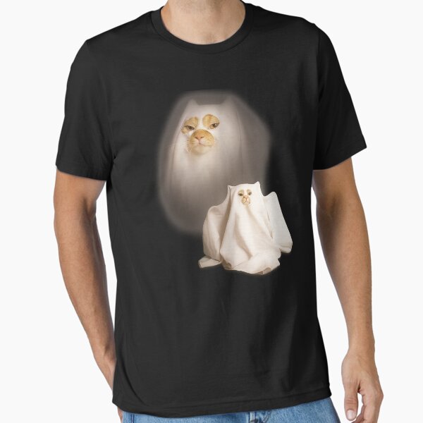 Ghost Cat Meme Funny Halloween Men Women Kids  Essential T-Shirt for Sale by sergi-tugas