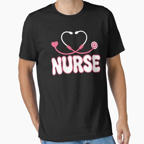 "NURSE Heart Stethoscope Cute Pink Design" Essential T-Shirt for Sale by flagylART
