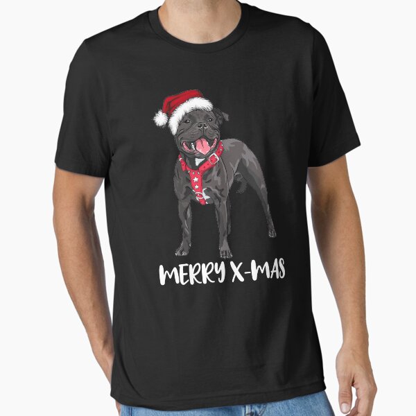 "Staffordshire Bull Terrier Christmas Merry X-Mas Gift Idea" Essential T-Shirt by andosmedia