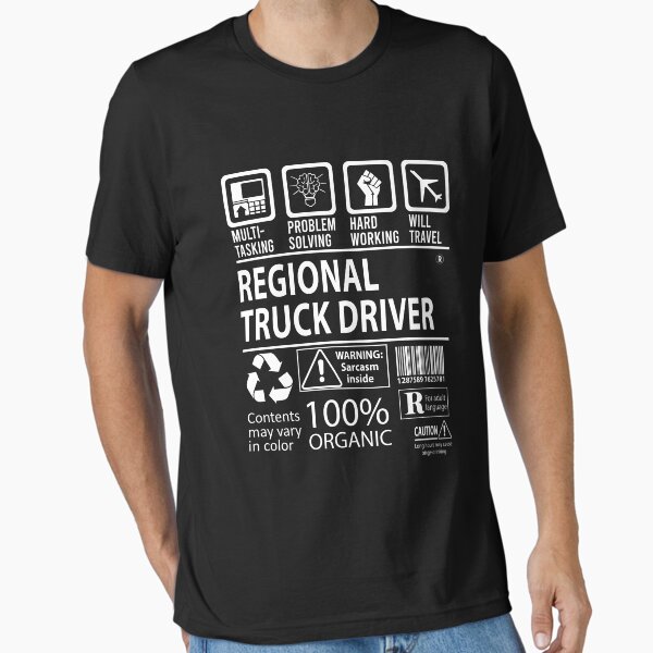 "Regional Truck Driver T Shirt - MultiTasking Certified Job Gift Item Tee" Essential T-Shirt for Sale by sabinacsnm