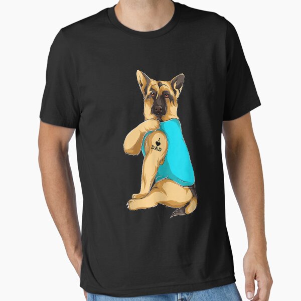 German Shepherd I Love Dad Tattoo Apparel, Dog Dad Gifts Essential T-Shirt for Sale by TristanPierre