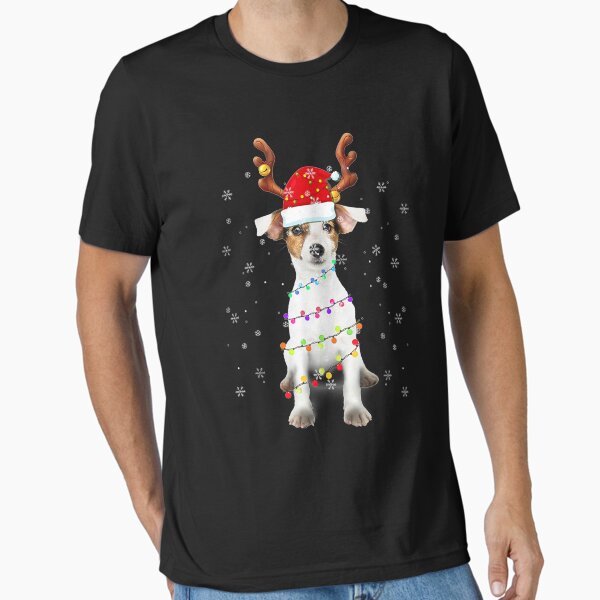 "Santa Jack Russell Gorgeous Reindeer Light Christmas T-Shirt" Essential T-Shirt for Sale by Persson-Brydson