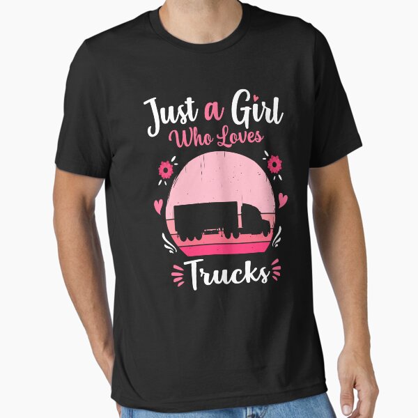 "Just A Girl Who Loves Trucks Pink Retro Vintage gift idea" Essential T-Shirt for Sale by HN-ART