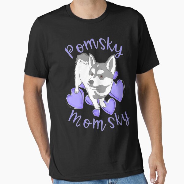 Cute Pomsky Momsky Pomsky Mom Gray White Dog Purple Hearts Essential T-Shirt for Sale by ErnestoStudio