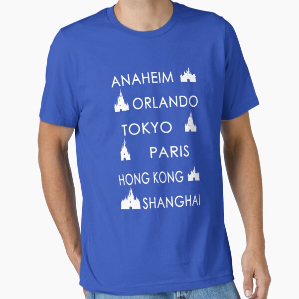 Disney Around the World | Anaheim · Orlando · Tokyo · Paris · Hong Kong · Shanghai Minimalist Tee Essential T-Shirt for Sale by DevonDisneyland